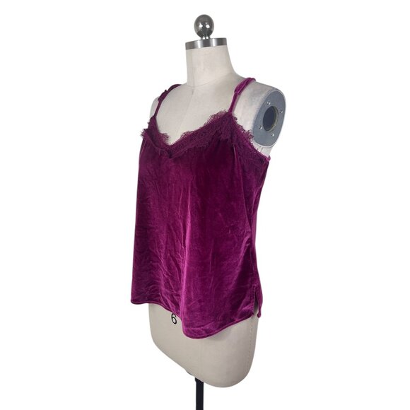 Nine West Y2K Velvet Camisole Top Womens Medium Red Lace Whimsigoth Dark Cottage - Picture 2 of 9